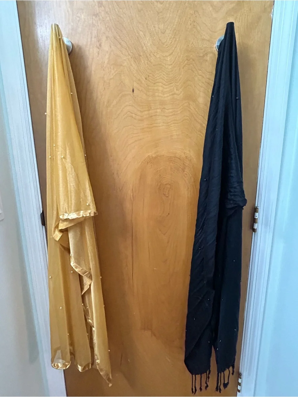 2 Gold and Black Decorative Throw Scarves - Home Accents